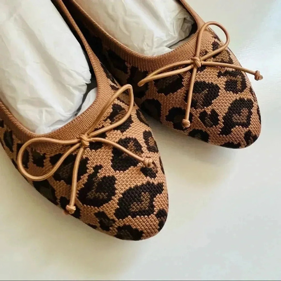 New Vince Camuto Flanna Leopard Washable Knit Ballet Flats - Picture 8 of 11
